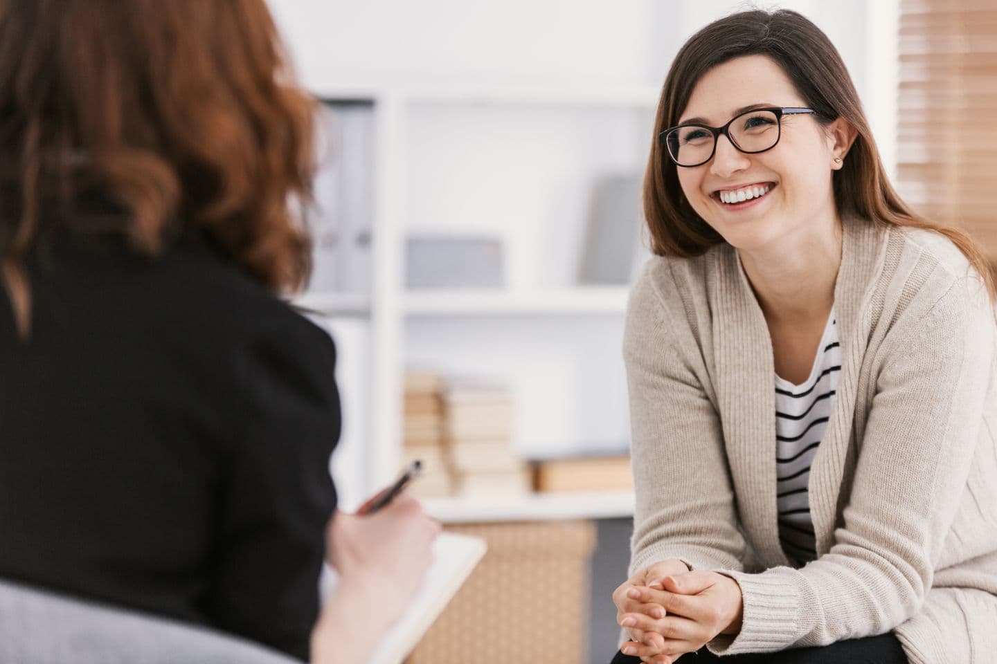 Therapist and patient talking