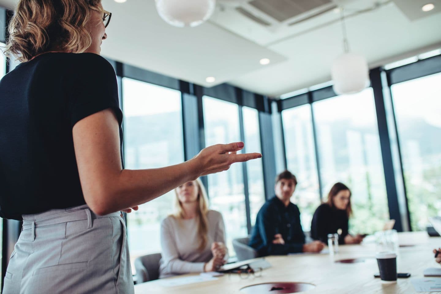 Woman speaking in a meeting